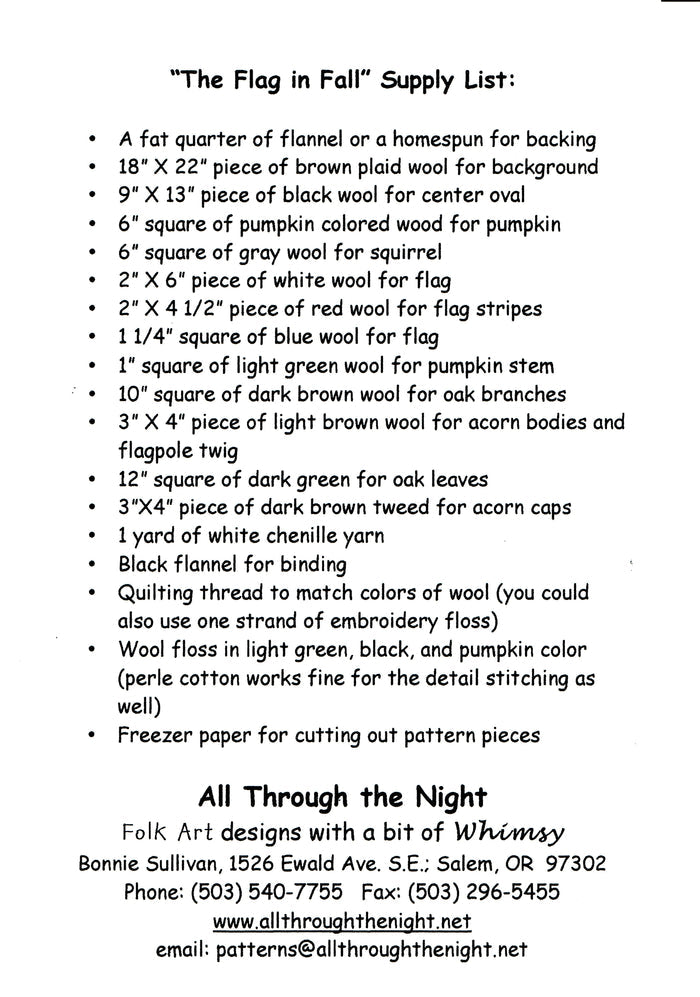 K307 - The Flag in Fall Pennyrug Wool Kit