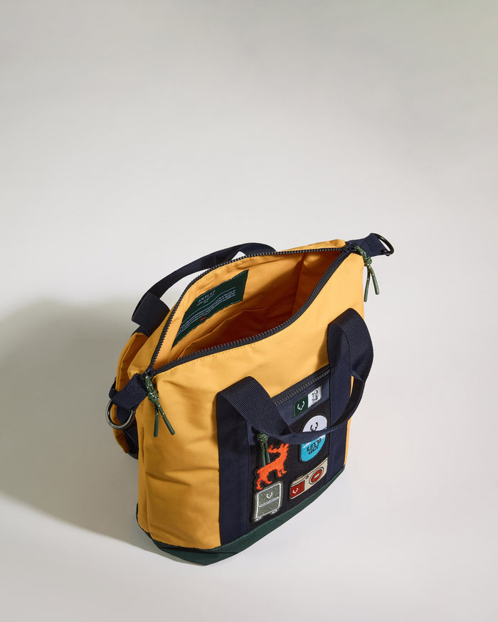 a yellow and black bag
