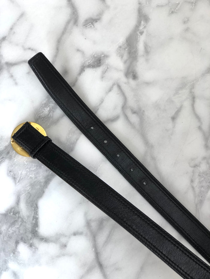 CELINE Leather Belt Black Vintage ikjexz