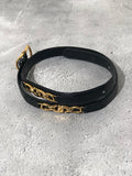 CELINE Leather Belt Black×Gold Vintage jvpnat