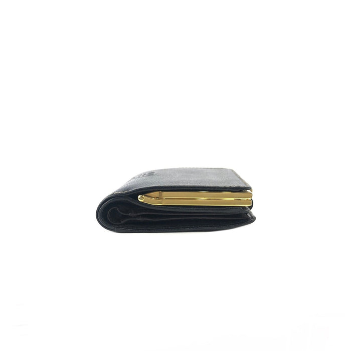 LOEWE Anagram Leather Compact wallet Black Vintage Old cnge4t