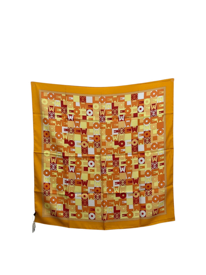 LOEWE Anagram Logo SILK Scarf Orange Vintage hubgz2
