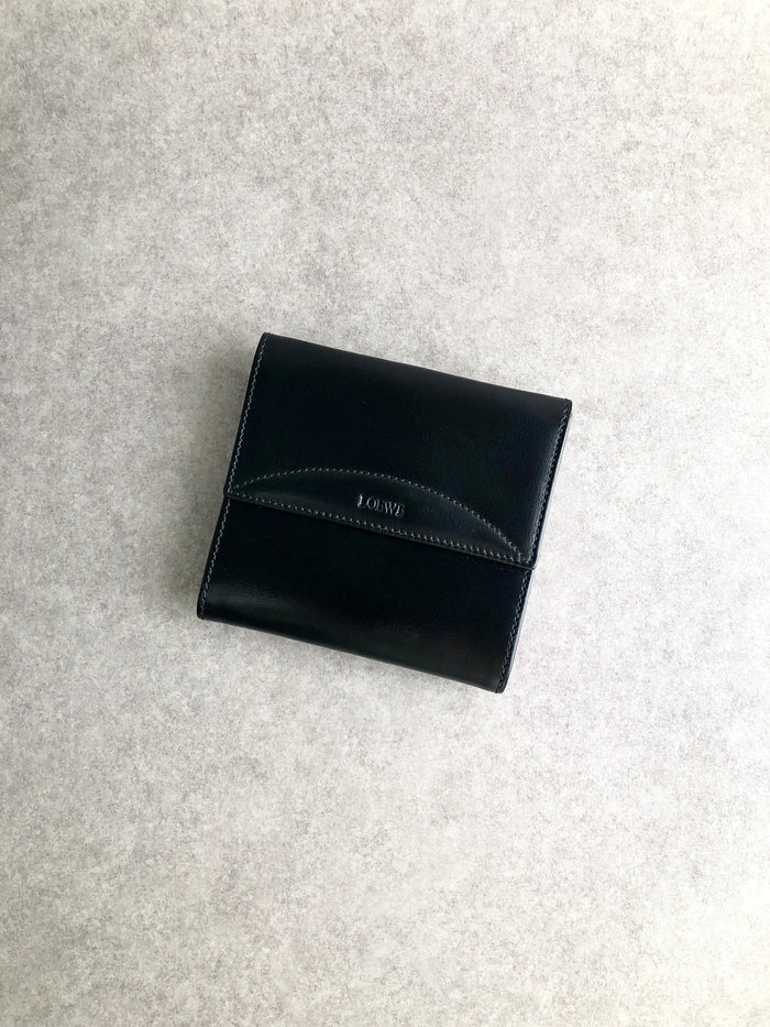 LOEWE Logo Embossed Folded Wallet Black Vintage ud6st6