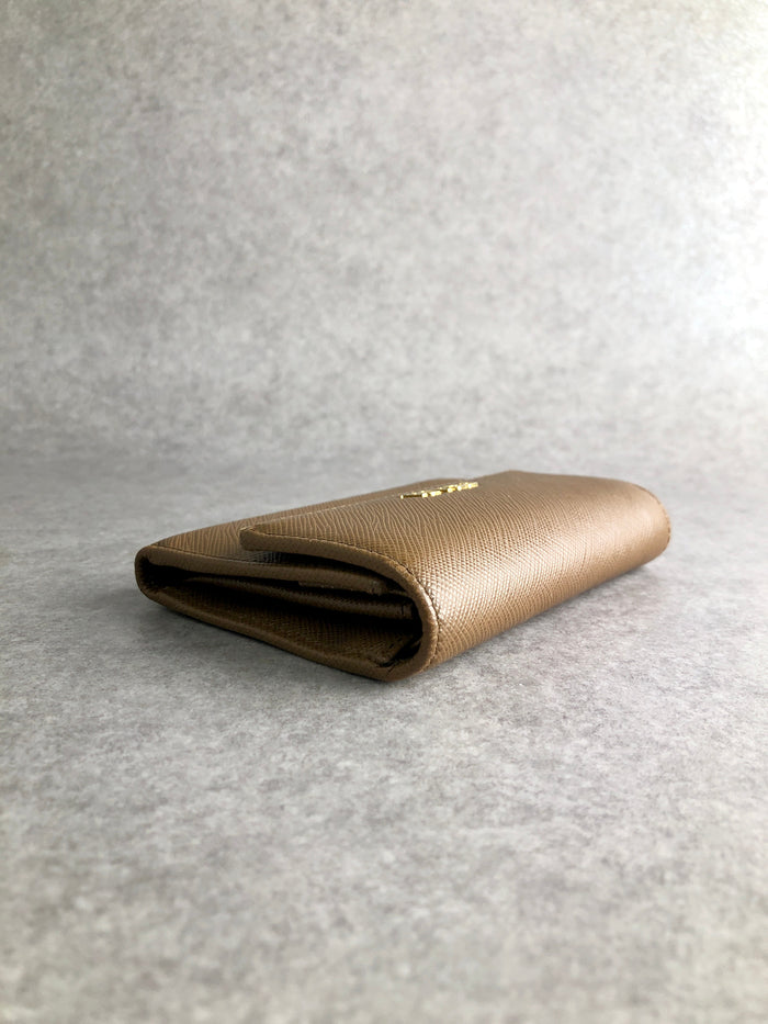 PRADA Logo Folded Wallet Brown Vintage 48t4w4