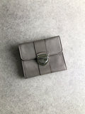 PRADA Logo Front Buckle Folded Wallet Gray Vintage wx8pcd