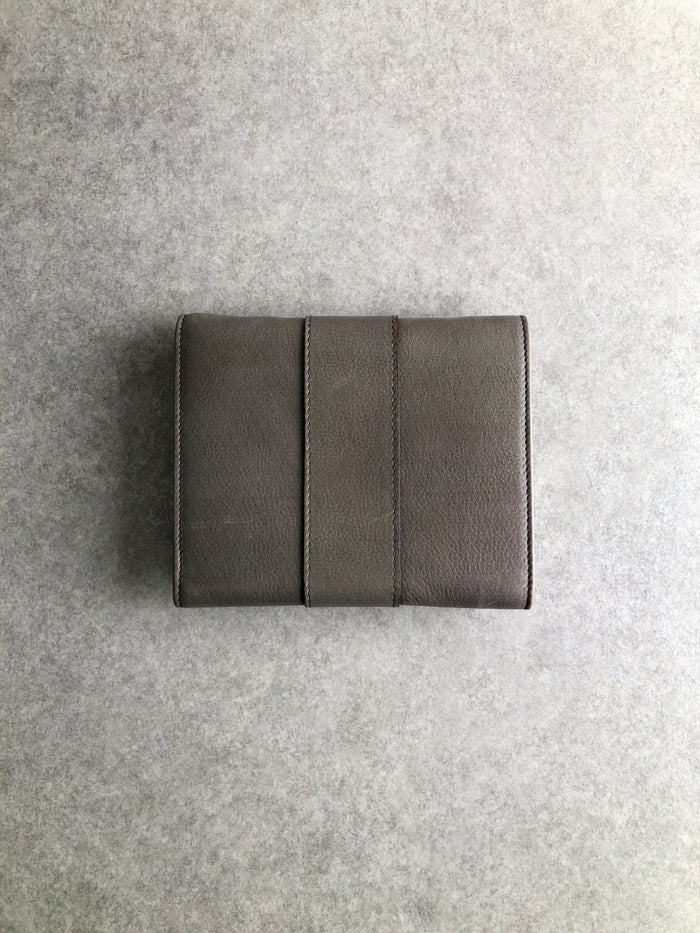 PRADA Logo Front Buckle Folded Wallet Gray Vintage wx8pcd