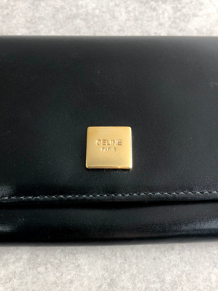 CELINE Logo Long Wallet Black Vintage gres6u