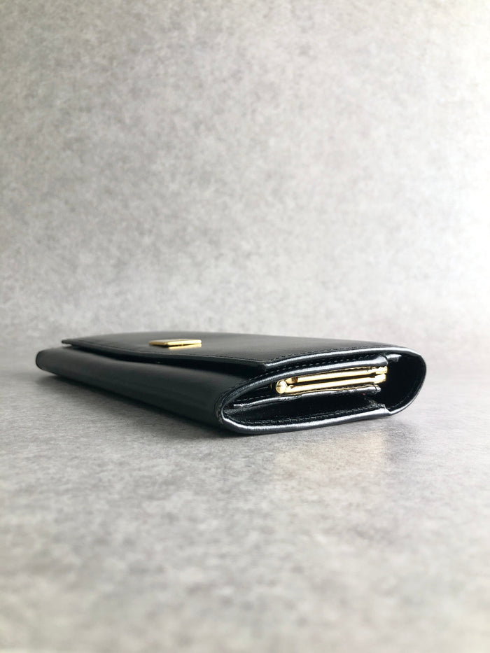 CELINE Logo Long Wallet Black Vintage gres6u