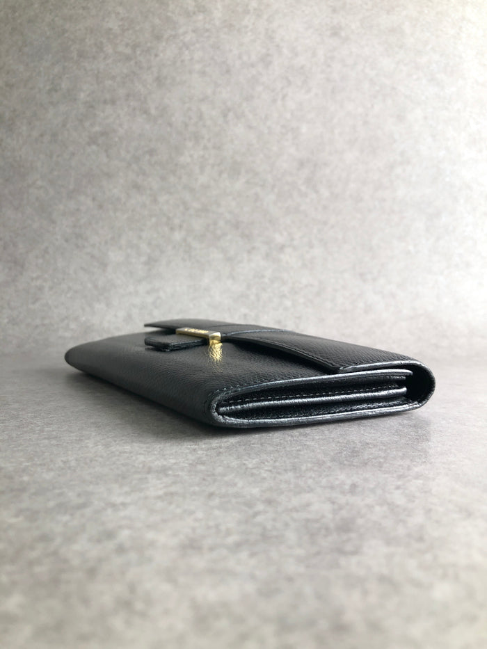 CELINE Logo Long Wallet Black Vintage sfeijm