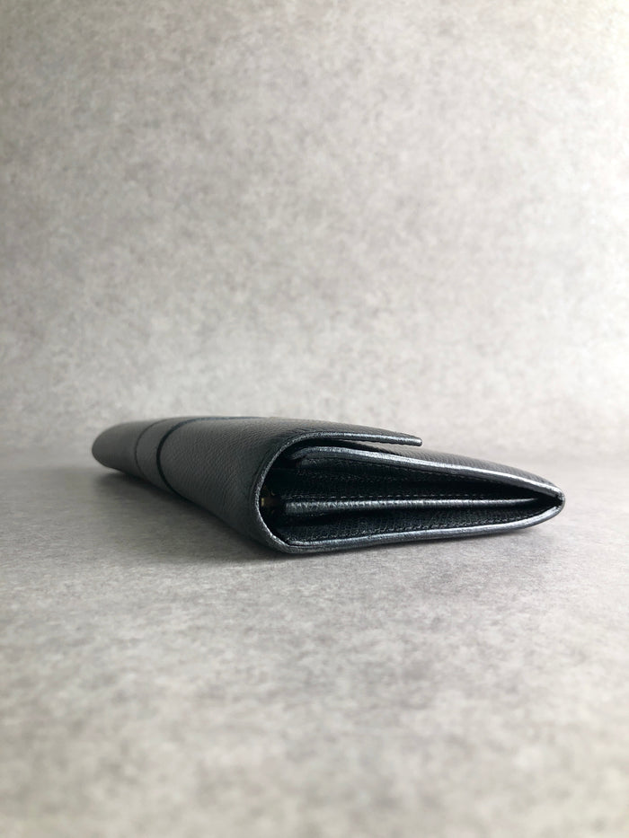 CELINE Logo Long Wallet Black Vintage sfeijm