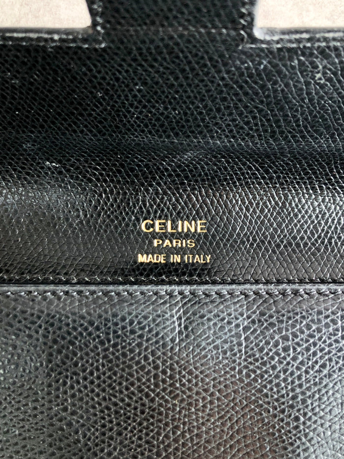 CELINE Logo Long Wallet Black Vintage sfeijm