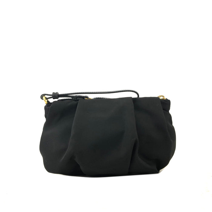 PRADA Logo Ribbon Nylon Pouch Black Vintage Old y3vycs