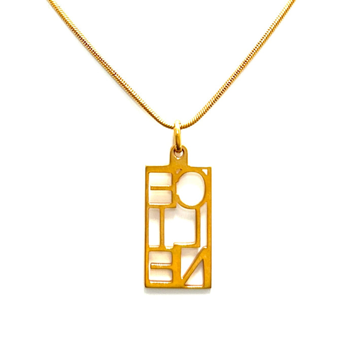 CELINE Logo Square Necklace Gold Accessory Vintage Old Celine hharfs