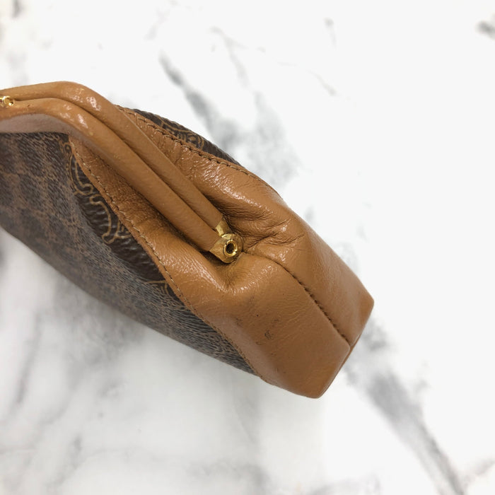CELINE Macadam Blason Clasp Coin purse Wallet Brown 8xjnfd