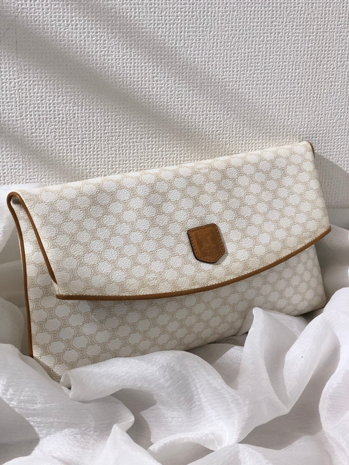 CELINE Macadam Blason Clutch bag White Old Celine Vintage bb77yv