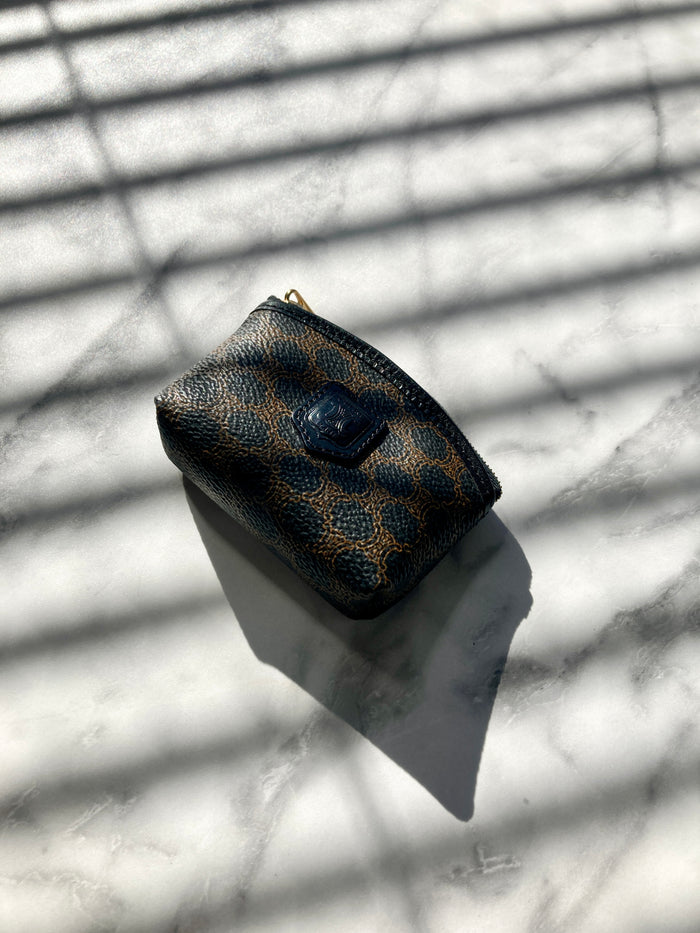 CELINE Macadam Blason Coin Purse Black Vintage bkk5ba