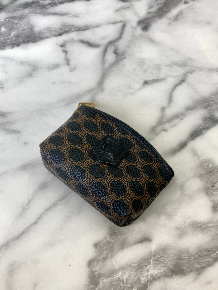 CELINE Macadam Blason Coin Purse Black Vintage bkk5ba