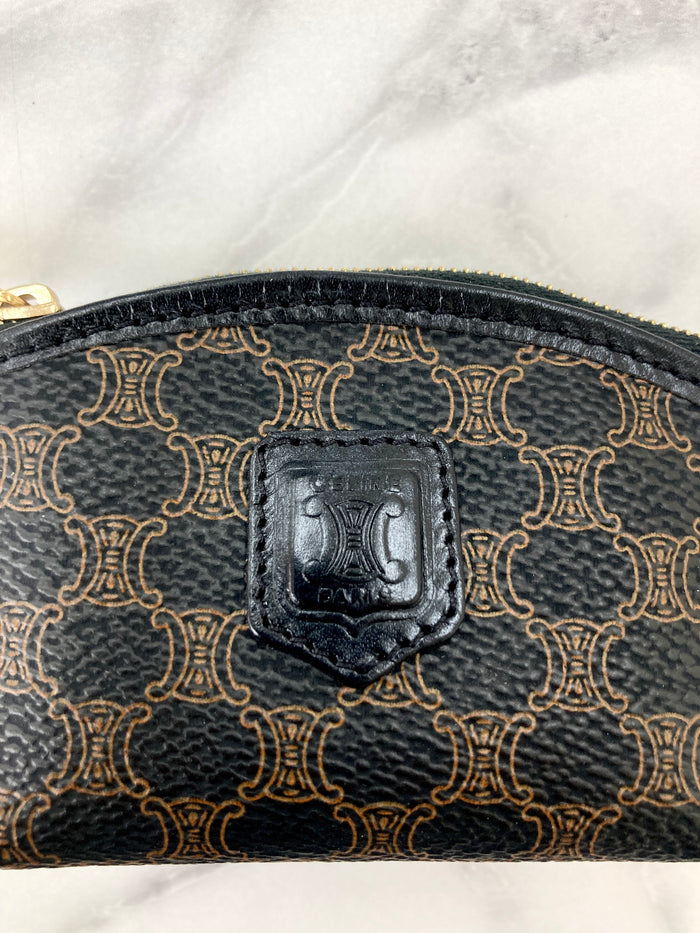 CELINE Macadam Blason Coin Purse Black Vintage bkk5ba
