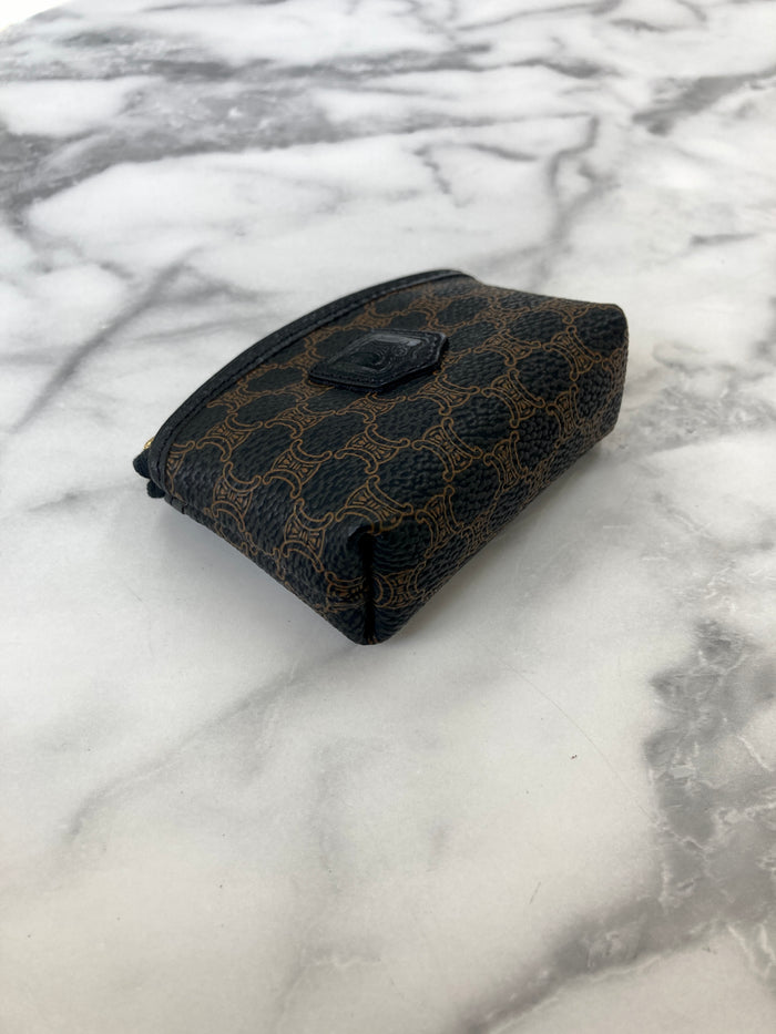 CELINE Macadam Blason Coin Purse Black Vintage bkk5ba