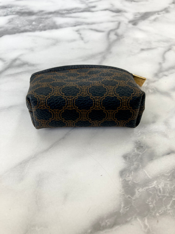 CELINE Macadam Blason Coin Purse Black Vintage bkk5ba