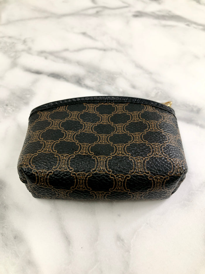 CELINE Macadam Blason Coin Purse Black Vintage uykhvv