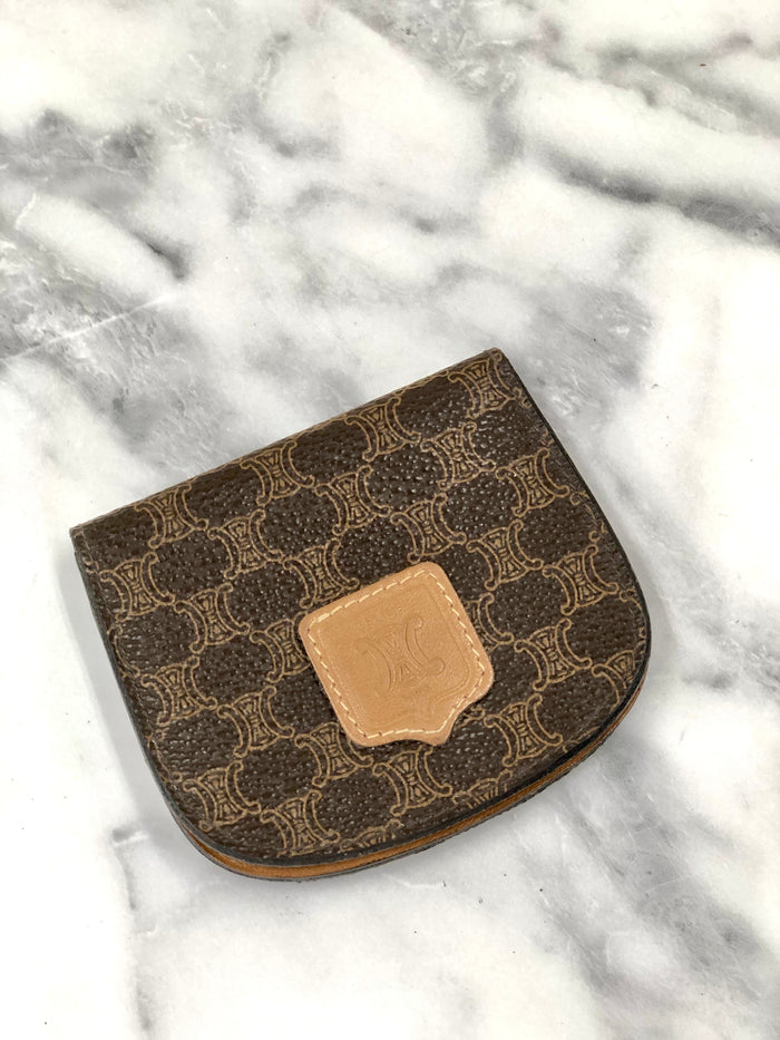 CELINE Macadam Blason Coin purse Wallet Brown t6udde