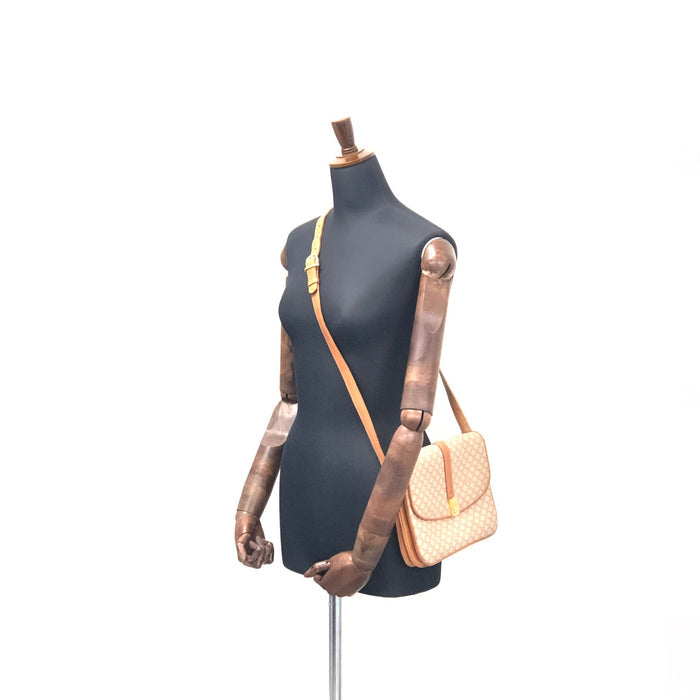 CELINE Macadam Blason Crossbody Shoulder bag Beige Vintage 3ucgmn