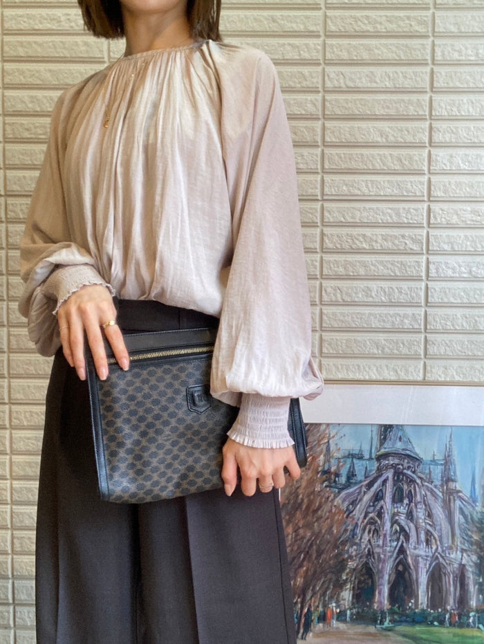 CELINE Macadam Blason Embossed  Clutch bag Leather Black Old Celine Vintage tyhzg7
