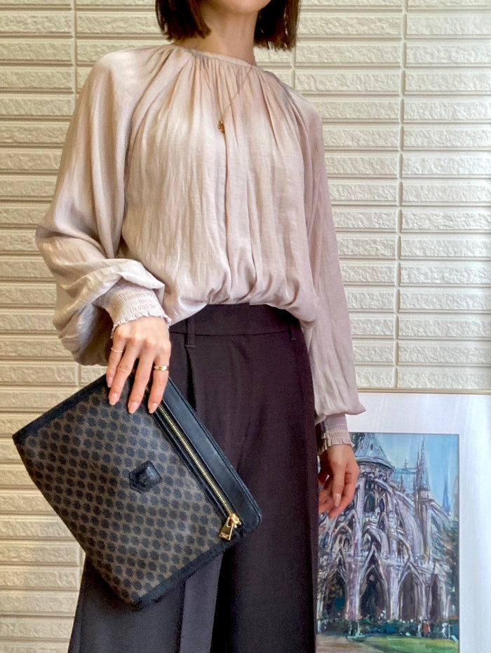 CELINE Macadam Blason Embossed  Clutch bag Leather Black Old Celine Vintage tyhzg7