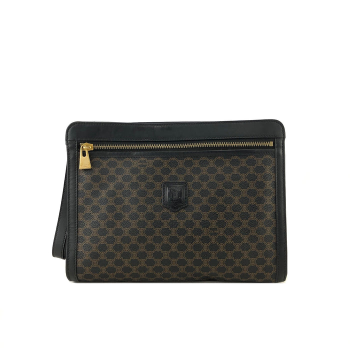 CELINE Macadam Blason Embossed  Clutch bag Leather Black Old Celine Vintage tyhzg7