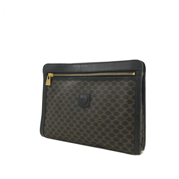 CELINE Macadam Blason Embossed  Clutch bag Leather Black Old Celine Vintage tyhzg7