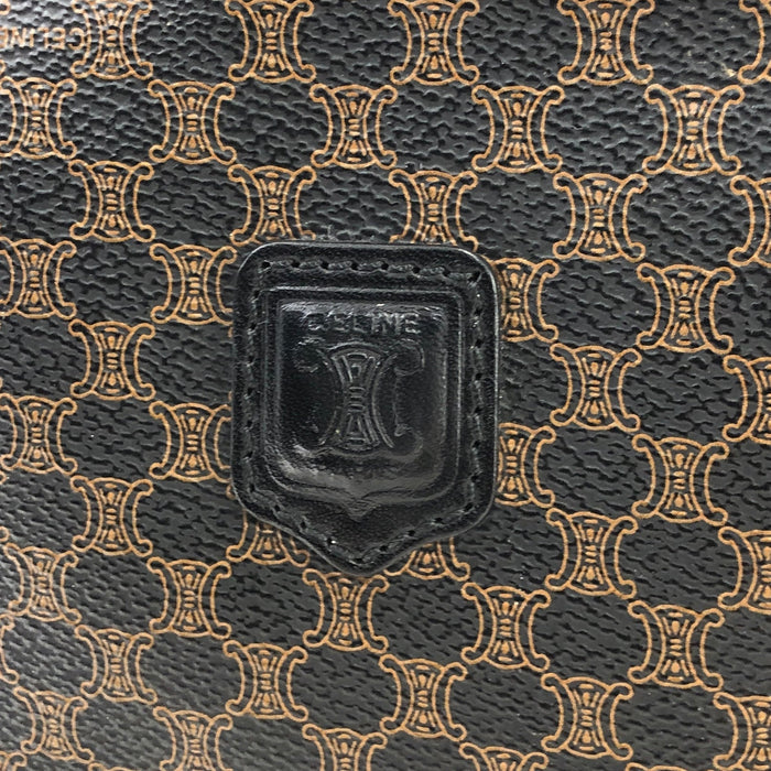 CELINE Macadam Blason Embossed  Clutch bag Leather Black Old Celine Vintage tyhzg7