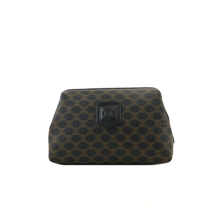 CELINE Macadam Blason Logo Pouch Black Vintage Old CELINE c3u24g