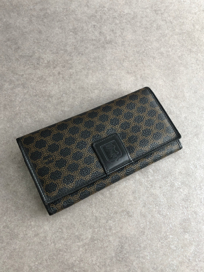 CELINE Macadam Blason Long Wallet Black Vintage d3z87w