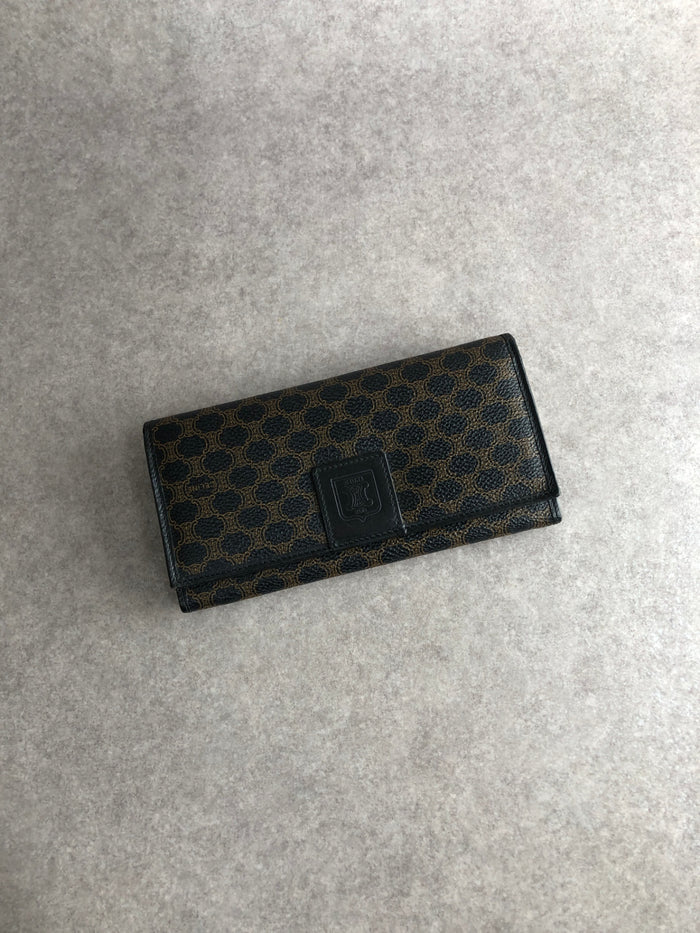 CELINE Macadam Blason Long Wallet Black Vintage d3z87w