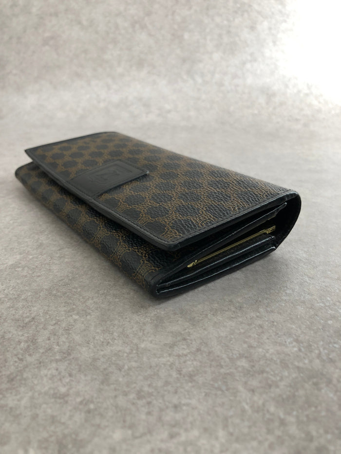 CELINE Macadam Blason Long Wallet Black Vintage d3z87w