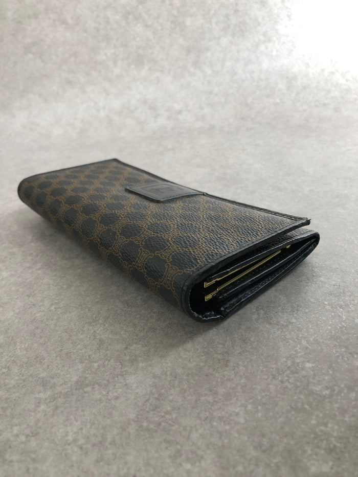 CELINE Macadam Blason Long Wallet Black Vintage d3z87w