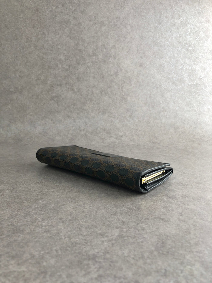CELINE Macadam Blason Long Wallet Black Vintage d3z87w