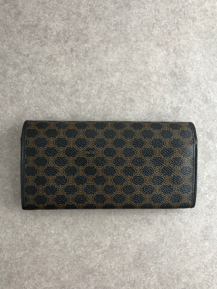 CELINE Macadam Blason Long Wallet Black Vintage d3z87w