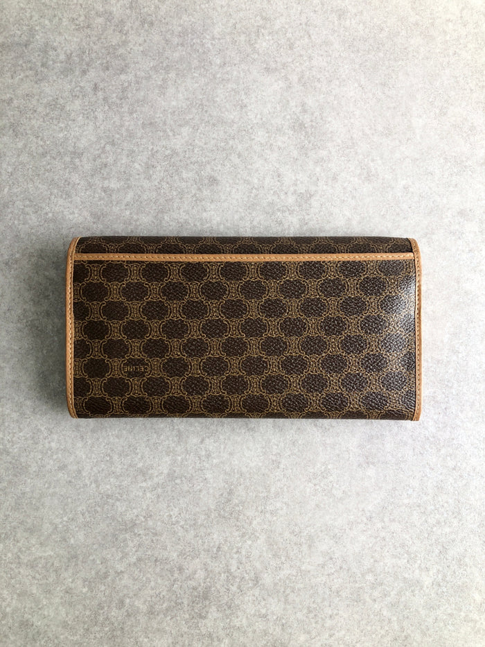 CELINE Macadam Blason Long Wallet Brown Vintage 5cnp3b