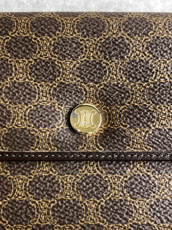 CELINE Macadam Blason Long Wallet Brown Vintage czwcxy