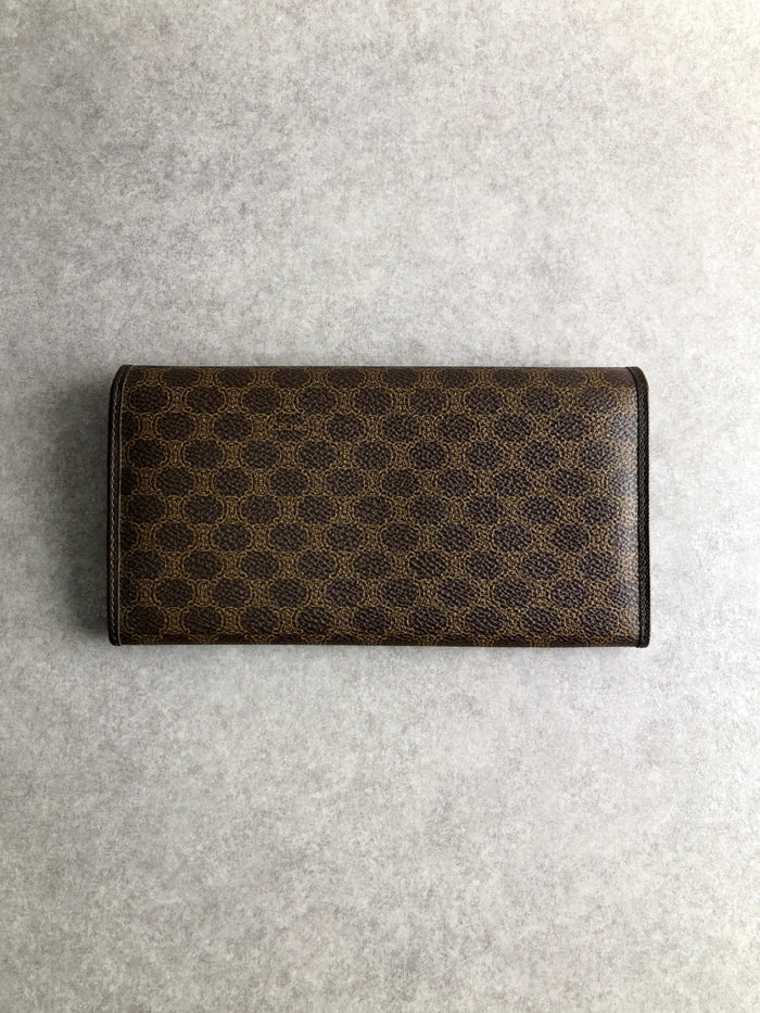 CELINE Macadam Blason Long Wallet Brown Vintage czwcxy