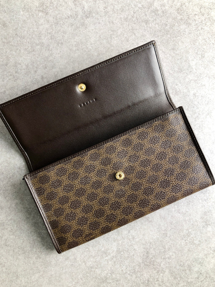 CELINE Macadam Blason Long Wallet Brown Vintage czwcxy