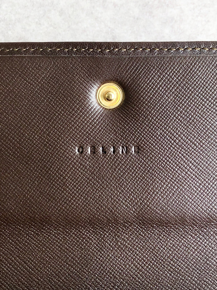 CELINE Macadam Blason Long Wallet Brown Vintage czwcxy