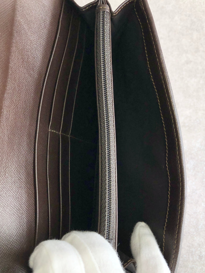 CELINE Macadam Blason Long Wallet Brown Vintage czwcxy