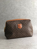 CELINE Macadam Blason  PVC Leather Pouch Brown Vintage vnsihf