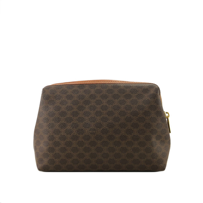 CELINE Macadam Blason  PVC Leather Pouch Brown Vintage vnsihf