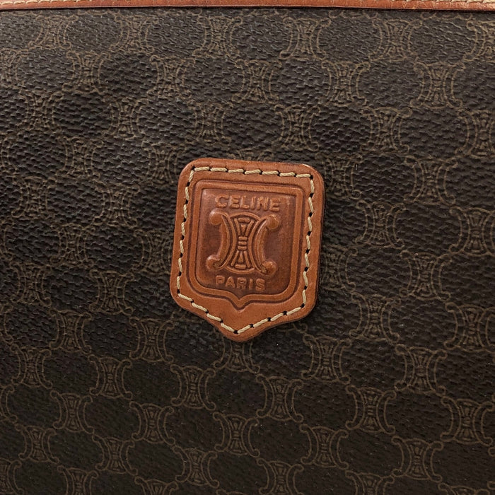CELINE Macadam Blason  PVC Leather Pouch Brown Vintage vnsihf