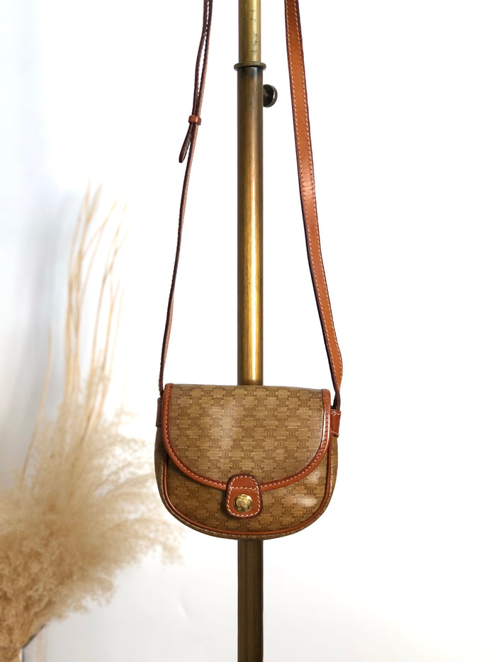 CELINE Macadam Blason Shoulder bag Beige Vintage edxz2b