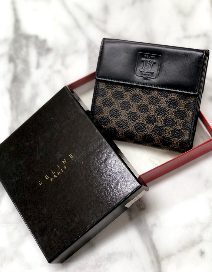 CELINE Macadam Compact Wallet Black Accessories fmk867